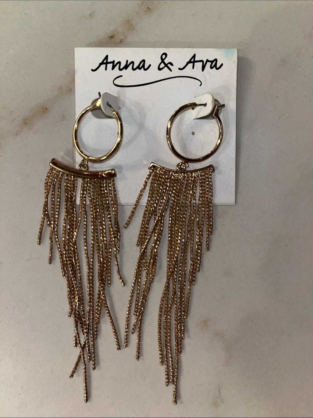 Anna & Ava Gold Chain Fringe Hoop Earrings